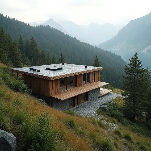 Miljøvennlig fjellodge i bærekraftige omgivelser